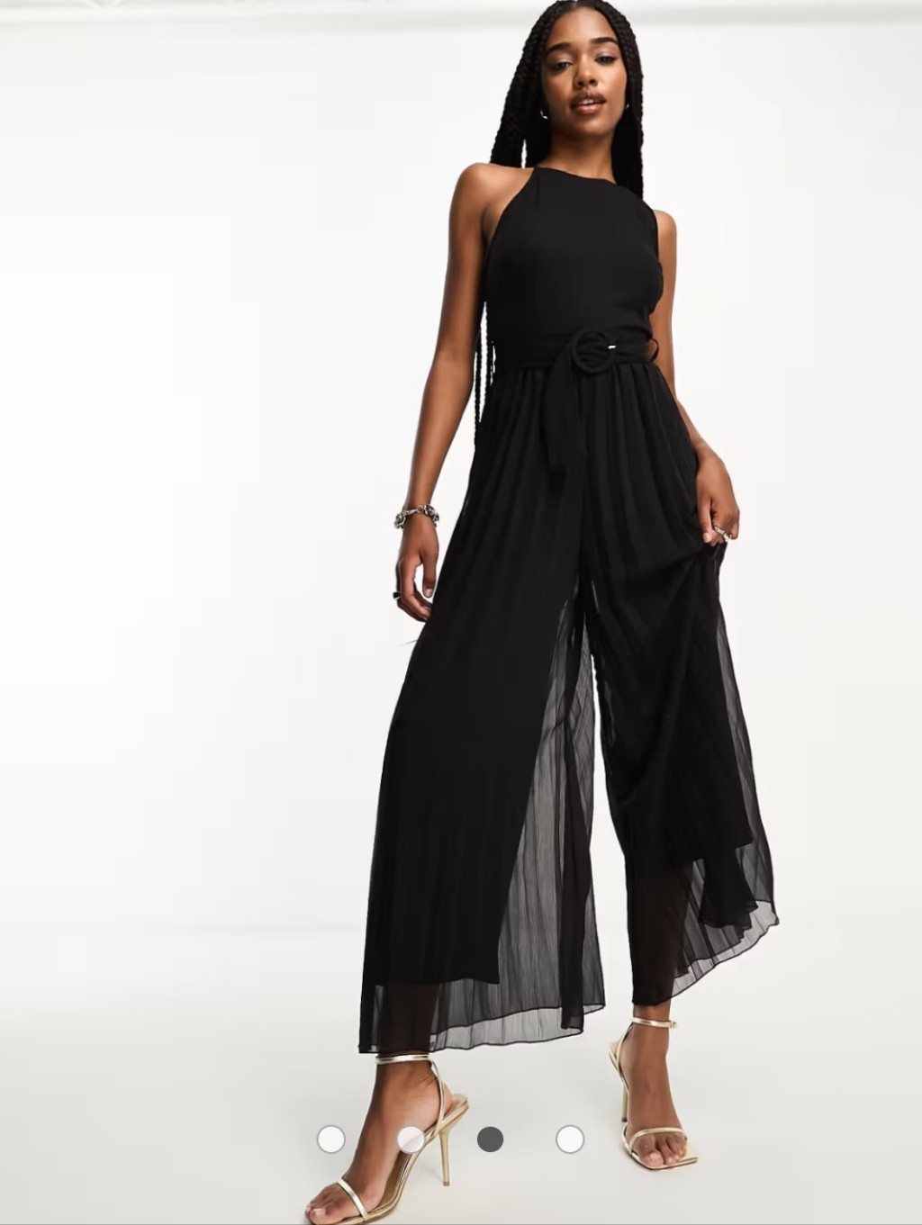 Asos Pleated Black Jumpsuit With Belt Nwt